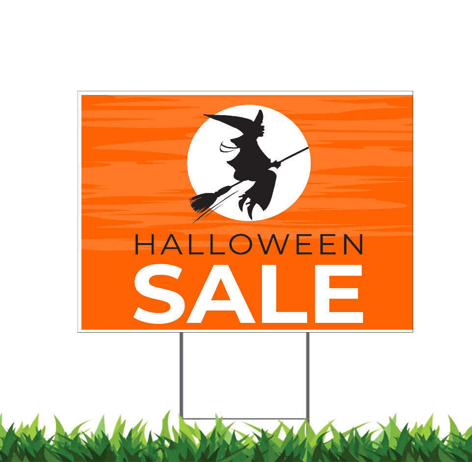 Halloween Sale Sign, Yard Sign, 18x12, 24x18, 36x24, H-Stake Included, v2