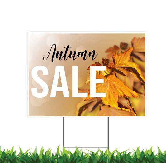 Fall Sale Sign, Autumn Sale Sign, Retail Sale Sign, Yard Sign, 18x12, 24x18, 36x24, H-Stake Included, v2