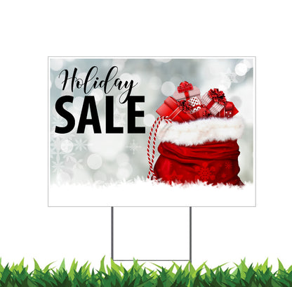 Holiday Storefront Yard Sign Santa Bag
