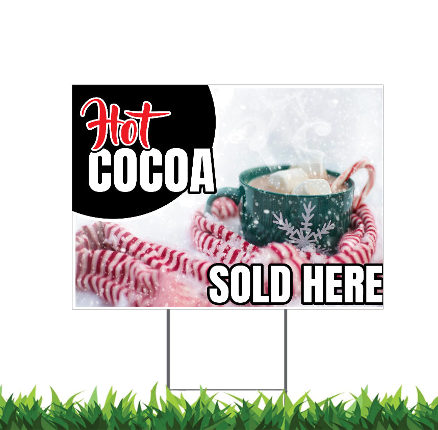 Hot Cocoa, Hot Chocolate Yard Sign, 18x12, 24x18, 36x24, H-Stake Included, v1