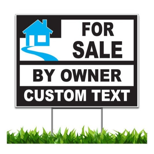Custom for Sale by Owner 24 x 36-inch Yard Sign (Outdoor, Weatherproof Corrugated Plastic) Metal Stake Included v3