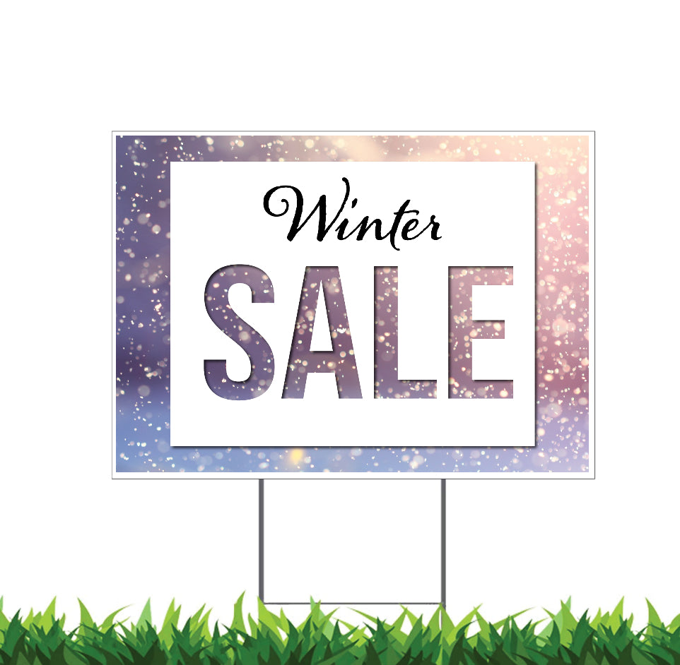 Winter Sale Sign, Retail Sale Sign, Yard Sign, 18x12, 24x18, 36x24, H-Stake Included, v3