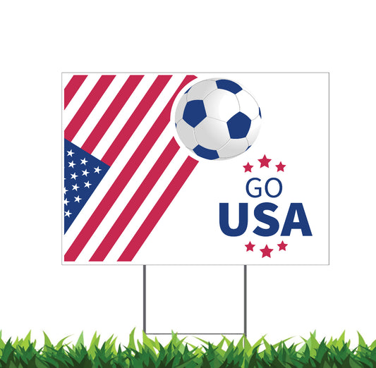 USA Soccer, Go USA Sign, 18x12, 24x18, 36x24, Yard Sign, H-Stake Included, v4