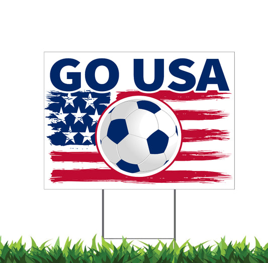 USA Soccer, Go USA Sign, 18x12, 24x18, 36x24, Yard Sign, H-Stake Included, v2