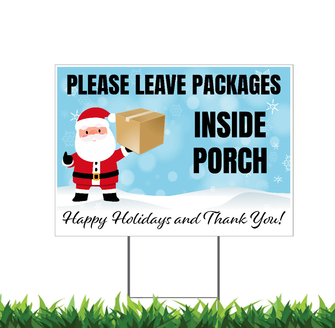 Holiday Packages Leave Inside Porch, 18x12, 24x18, 36x24, H-Stake Included, v2