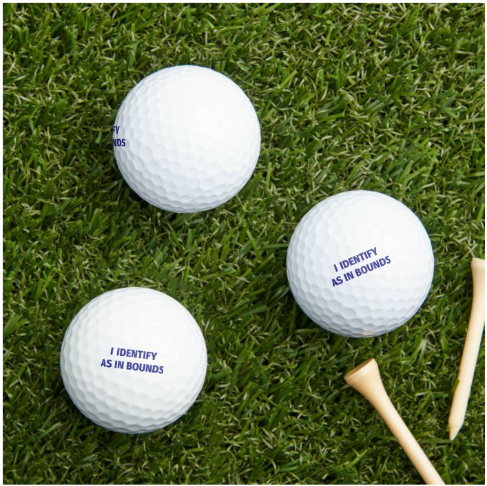 I Identify As In Bounds Golf Balls, 3 Pack Printed White Golf Balls, v1