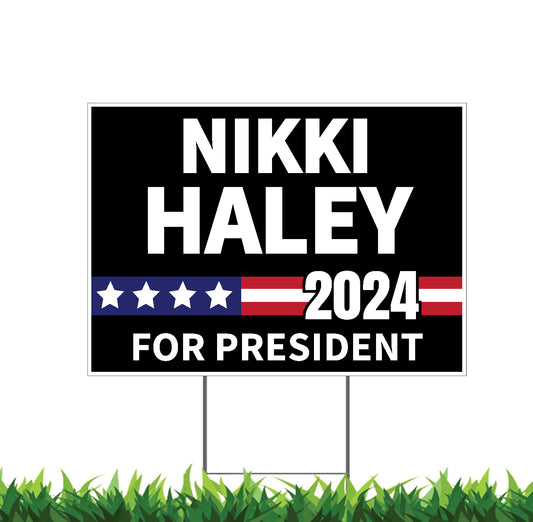 Nikki Haley for President, President 2024 Yard Sign, 18x12, 24x18, 36x24, Double Sided H-Stake Included, v2
