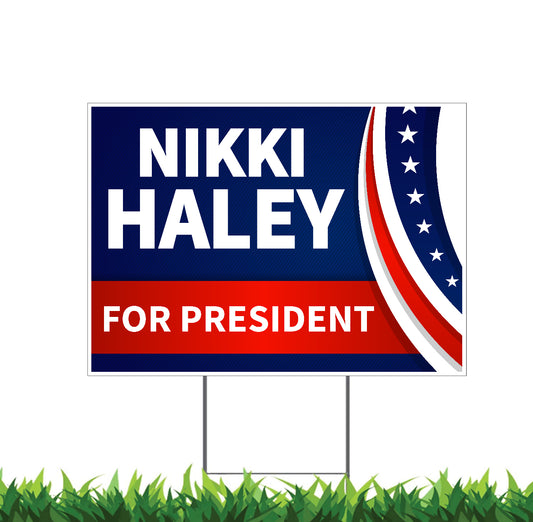 Nikki Haley for President, President 2024 Yard Sign, 18x12, 24x18, 36x24, Double Sided H-Stake Included, v4