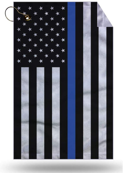 Blue Line Police Service Flag Golf Towel
