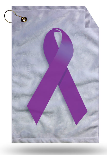 Charity Awareness Purple Ribbon Golf Towel