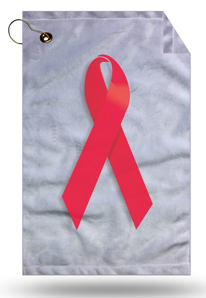 Charity Awareness Red Ribbon Golf Towel