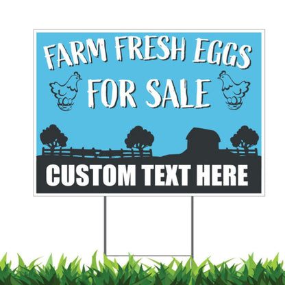 Custom Blue Background Farm Fresh Eggs For Sale Yard Sign