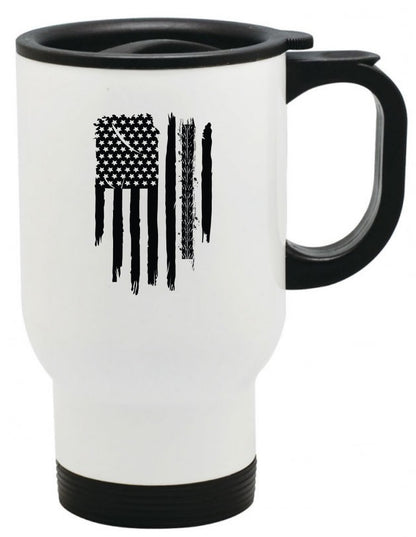 Dirt Bike American Flag Tire Tread Coffee Mug Travel White
