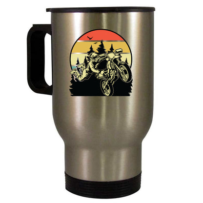 Dirt Bike Retro Coffee Mug Travel Silver