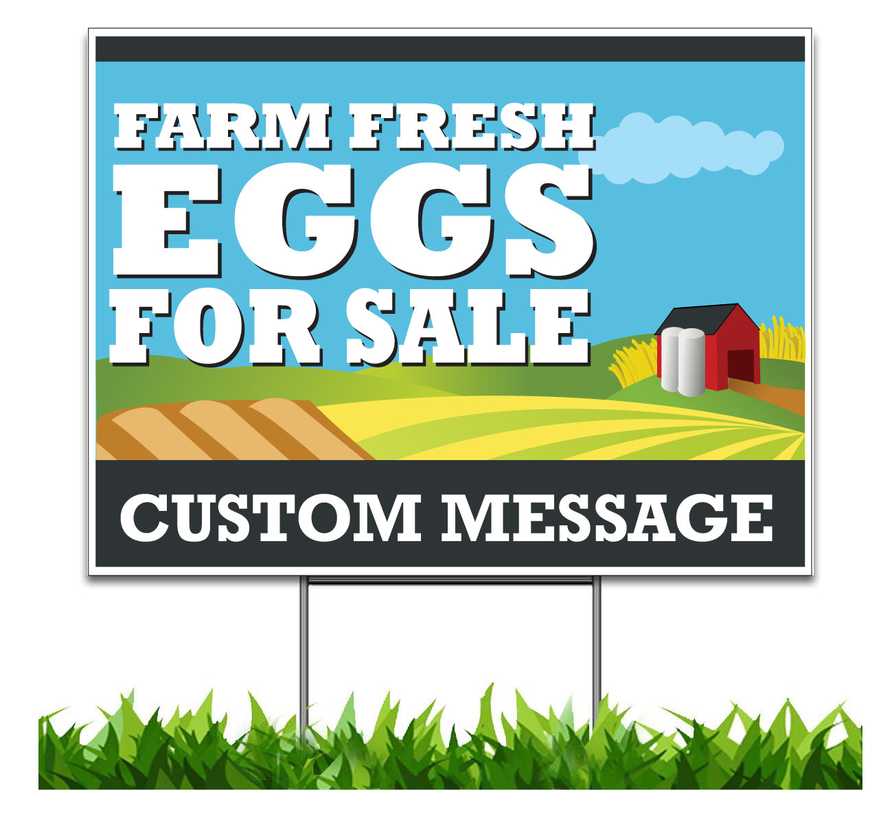 Custom Farm Fresh Eggs For Sale Yard Sign 24 x 36-inch (Outdoor, Weatherproof Corrugated Plastic) Metal H-Stake Included v1