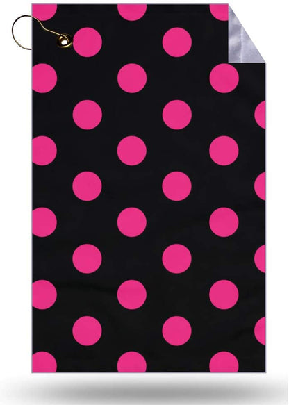 Polka Dots Hot Pink Golf Towel