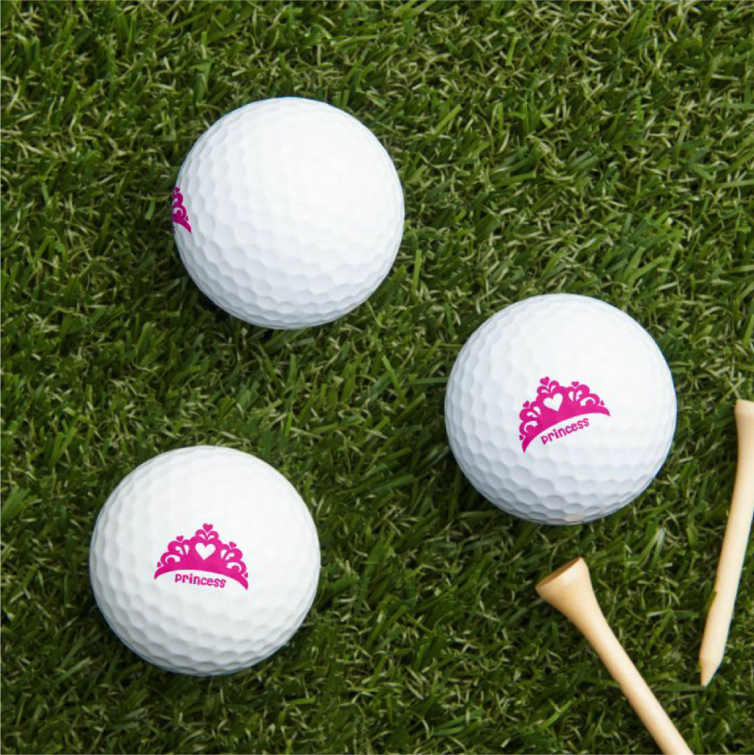 Humanity Source Princess Crown Hot Pink Tiara 3-Pack Printed White Golf Balls