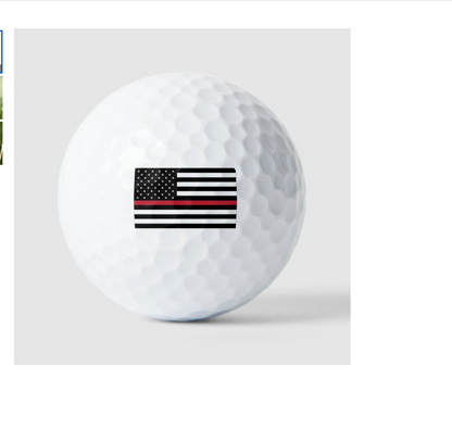 Thin Red Line Flag Fireman Golf Ball