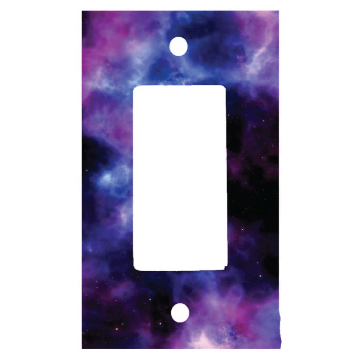 Galaxy Nebula Universe Space, Single Gang Rocker Decorator Dimmer Wall Plate, Black Purple, 2.94 x 4.69 inches