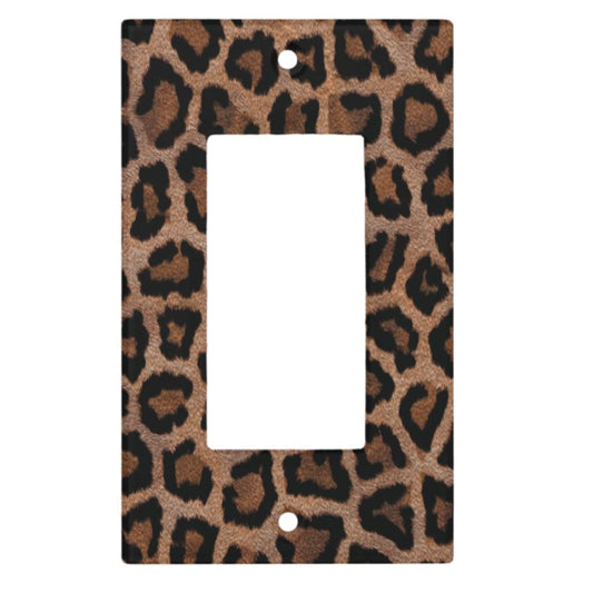 Leopard Print Design, Single Gang Rocker Decorator Dimmer Wall Plate, Brown, 2.94 x 4.69 inches