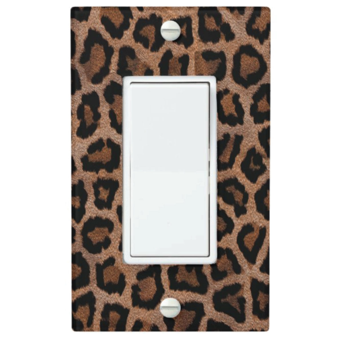 Leopard Print Design, Single Gang Rocker Decorator Dimmer Wall Plate, Brown, 2.94 x 4.69 inches