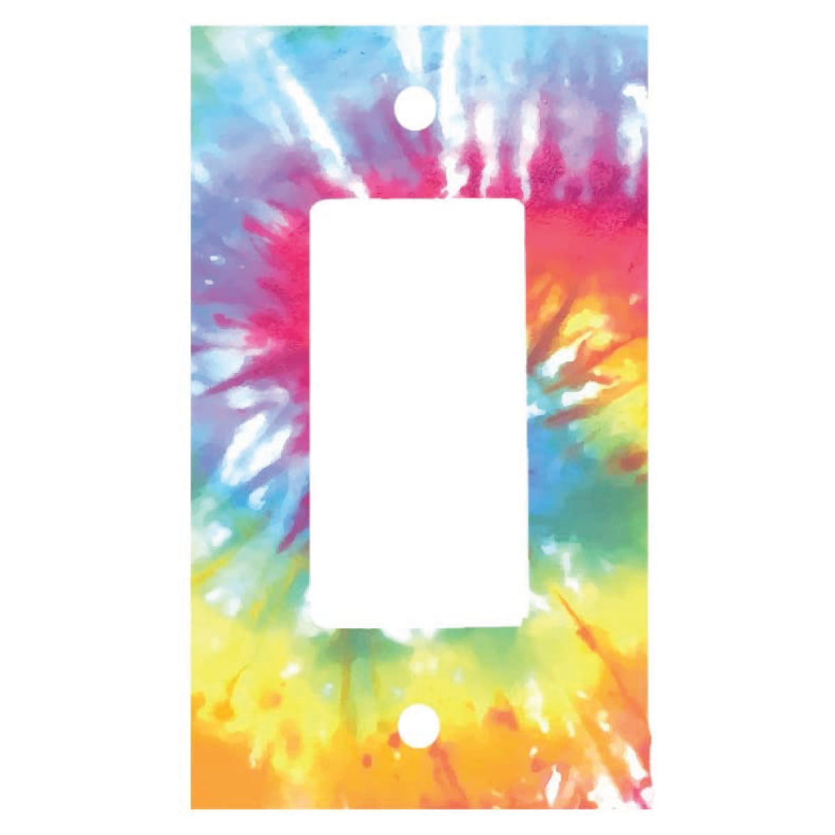 Tie Dye, Single Gang Rocker Decorator Dimmer Wall Plate, Red Blue Yellow, 2.94 x 4.69 inches
