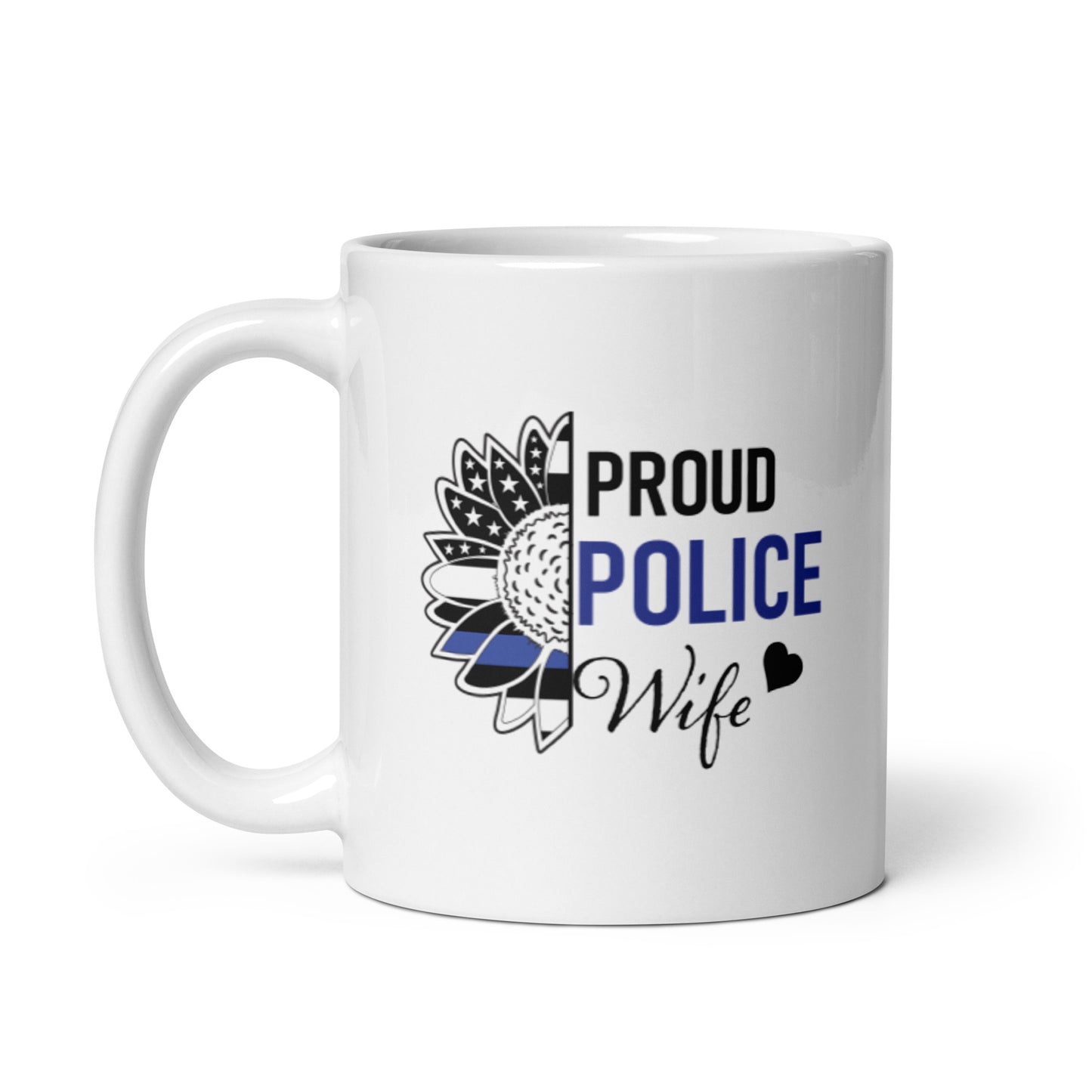 Proud Police Wife Blue Line White glossy mug Ceramic Drinkware