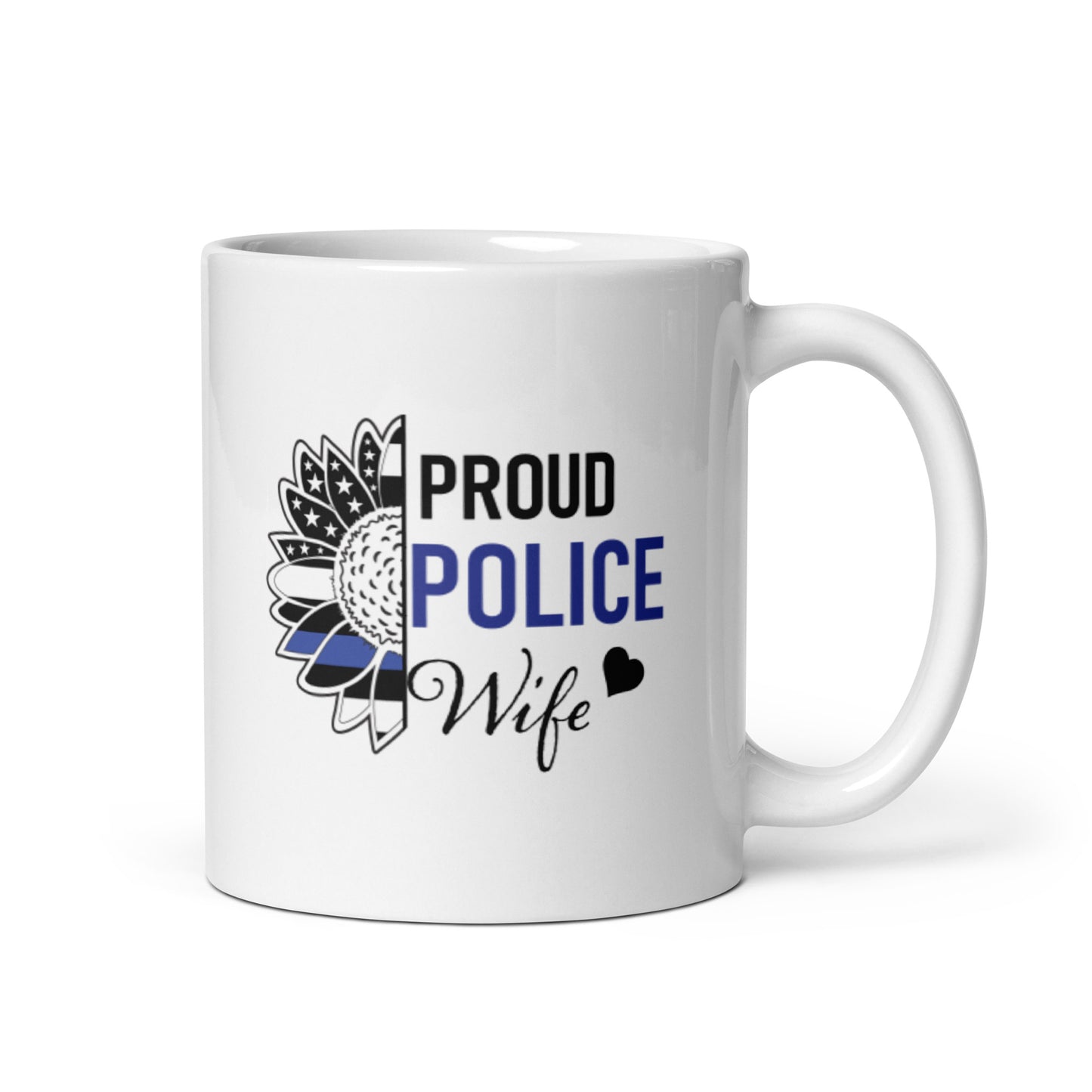 Proud Police Wife Blue Line White glossy mug Ceramic Drinkware