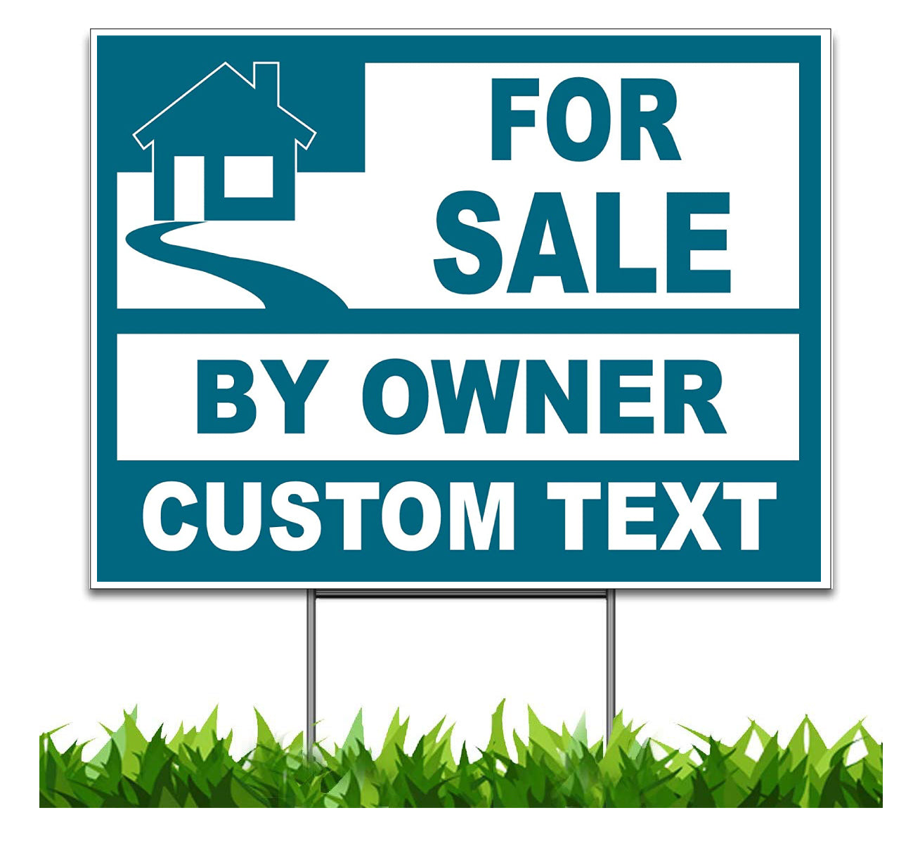 Custom for Sale by Owner 18 x 24-inch Yard Sign Metal Stake Included HS03